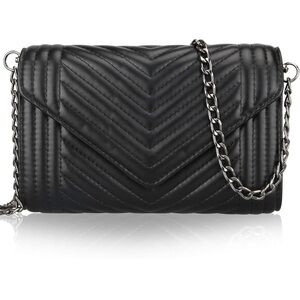 Small Leather Crossbody Quilted Bag/Clutch Removable Chain Strap